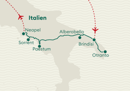 Karte Apulien bis Neapel